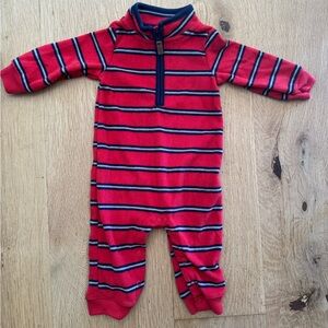 Carter's Red and Navy Striped Fleece One Piece Size 9‎ Mos